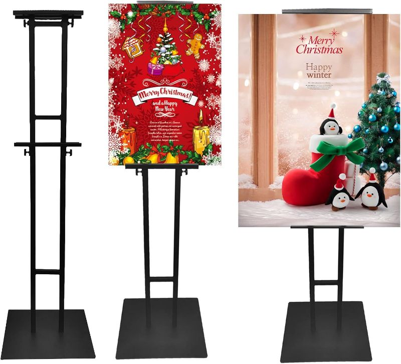 Photo 1 of  Double-Sided Poster Stand for Display, Heavy Duty Stand Sign Holder, Pedestal Sign Stands Adjustable Height Up to 73 Inches, Floor Sign Holder with No-Slip Base for Wedding