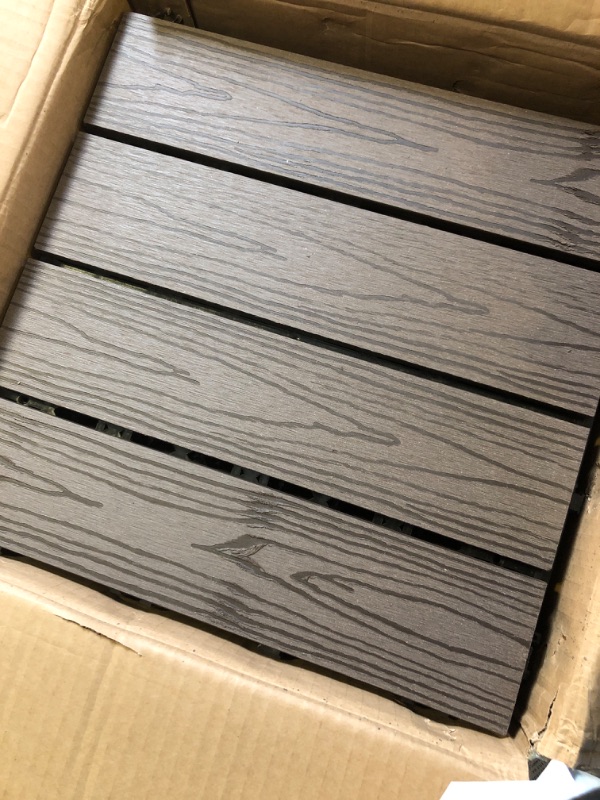 Photo 2 of  Wood Plastic Composite Patio Deck Tiles, 12"x12" Interlocking Deck Tiles, Water Resistant for Indoor & Outdoor, 24 sq. ft