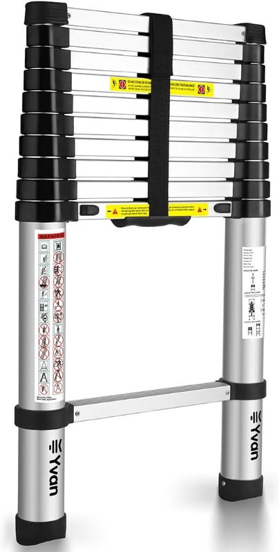 Photo 1 of Yvan Telescoping Ladder, One Button Retraction Aluminum Telescopic Extension Extendable Ladder,Slow Down Design Multi-Purpose Compact Ladder for Household Daily or Hobbies