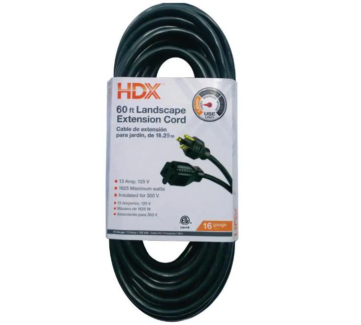 Photo 1 of 60 ft. 16/3 Extension Cord, Green
