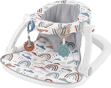 Photo 1 of Fisher-Price Baby Portable Baby Chair Sit-Me-Up Floor Seat with 2 Developmental Toys, Rainbow Showers
