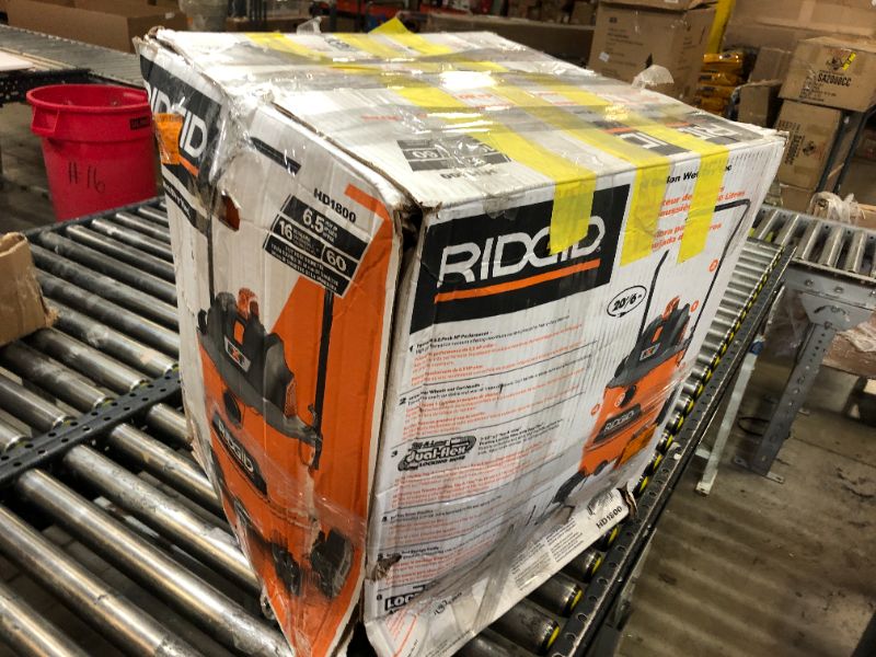 Photo 6 of RIDGID 16 Gallon 6.5 Peak HP NXT Wet/Dry Shop Vacuum with Cart, Fine Dust Filter, Locking Hose and Accessories