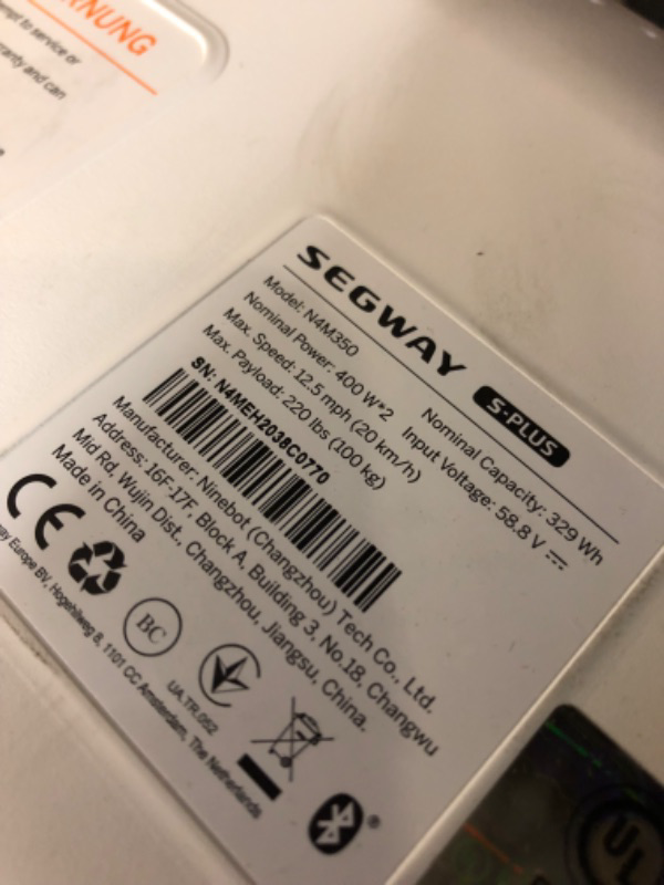 Photo 4 of Segway Ninebot S Plus Smart Self-Balancing Electric Scooter, w/t Powerful Motor, Up to 22 Miles Range & 12.5 mph, Intelligent Lighting, Remote Control and Auto-Following Mode

