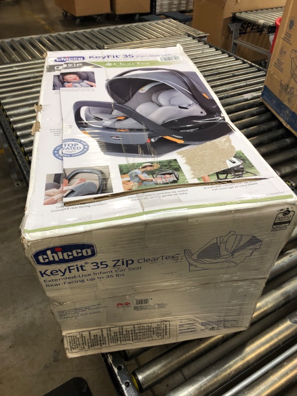 Photo 3 of Chicco KeyFit® 35 Zip ClearTex® Infant Car Seat and Base, Rear-Facing Seat for Infants 4-35 lbs, Infant Head and Body Support, Zip-Open Privacy Shield, Compatible with Chicco Strollers | Ash/Grey KeyFit 35 With Zip Privacy Shield Ash