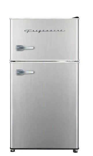 Photo 1 of 3.2 cu. ft. Retro 2-Door Mini Refrigerator in Platinum Design with Top Freezer
