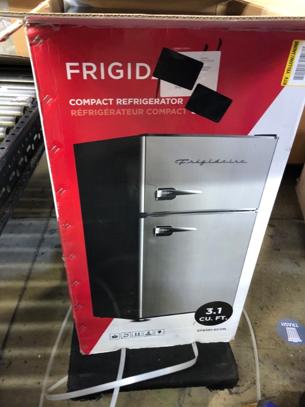 Photo 4 of 3.2 cu. ft. Retro 2-Door Mini Refrigerator in Platinum Design with Top Freezer
