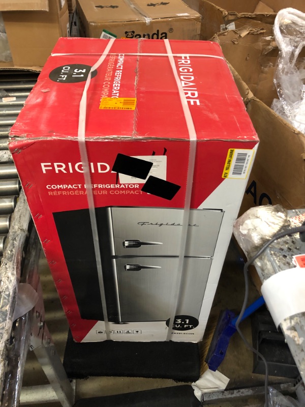 Photo 2 of 3.2 cu. ft. Retro 2-Door Mini Refrigerator in Platinum Design with Top Freezer
