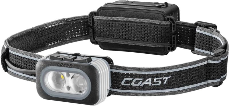 Photo 1 of Coast RL20R 1000 Lumen Tri-Color LED Rerchargeable Headlamp with Flood and Spot Beams, Variable Light Control, Fixed Focus, Ultra-Strap, Red/Green Modes
