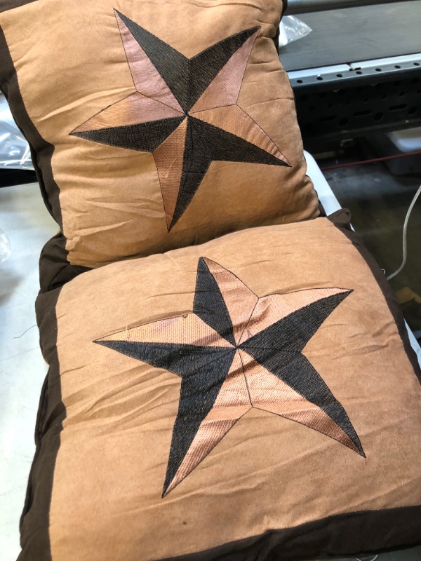Photo 2 of 2pc brown Lone Star Barbed Wire Micro Suede pillows