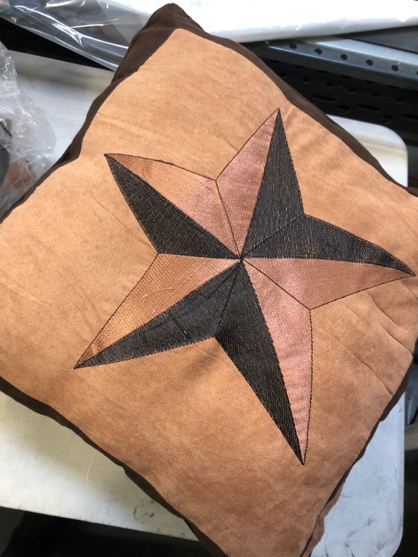 Photo 4 of 2pc brown Lone Star Barbed Wire Micro Suede pillows