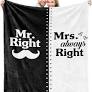 Photo 1 of 
SKYFLUSH Mr. Right Mrs. Always Right Blanket,Wedding Engagement Gifts for Husband Wife Newlywed Couples Bride Groom Anniversary Bridal Shower
