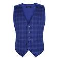 Photo 1 of Men's Plaid Business Suit Vest V-Neck Regular Fit Checked Tuxedo Waistcoat, 190-Cobalt Blue size m 