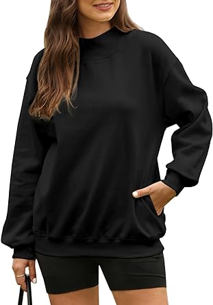 Photo 1 of BLENCOT Women Oversized Turtleneck Sweatshirt Fleece Long Sleeve Trendy Casual Drop Shoulder Fall Pullover Workout Warm Tops SIZE M 