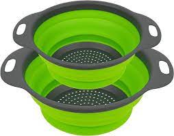 Photo 1 of 9.5"  Collapsible Colander Set, Dishwasher-Safe & Space-Saving Kitchen Strainers for Pasta, Vegetables