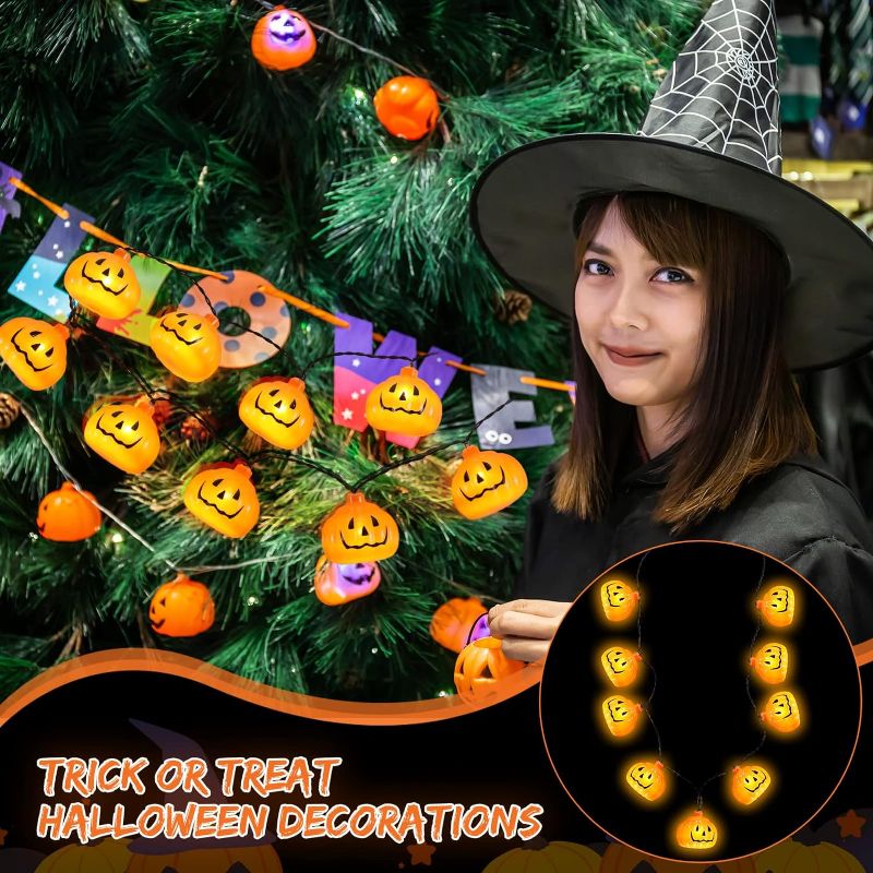 Photo 1 of 18 Pcs Halloween LED Necklace 39'' Halloween Light Up Necklace Flashing Halloween Eve Costume Party Accessories Supplies Halloween Party Favors for Kids Men Women Trick or Treat(Pumpkin)