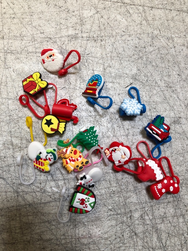 Photo 1 of 15PCS 7-8MM STRAW COVERS CAPS CHRISTMAS SILICONE STRAW TOPPERS 