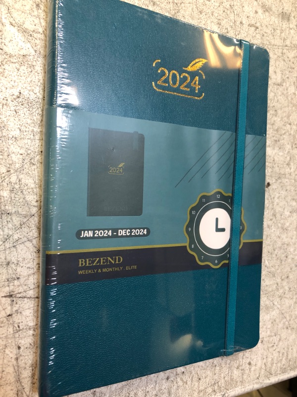 Photo 2 of 2024 Planner by BEZEND, A5 Calendar 5.8" x 8.5", Daily Weekly and Monthly Agenda with Pen Holder,FSC Certified 80GSM Paper, Hard Cover - Pacific Green Pacific Green 12 Months 5.8" x 8.5"