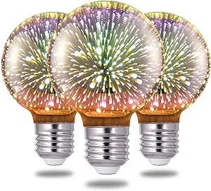 Photo 1 of 4 Pieces Firework Light Bulb 3D Fireworks Effect LED Light Bulb Smart Bulbs Multicolor Decorative Ceiling Light Bulb for Party Bedroom Festival Home Disco (Modern Style)