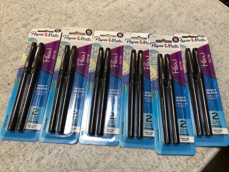 Photo 2 of Paper Mate Flair Pens, Medium Point, 0.7 mm, Felt Tip - 12 pens 6PACK 