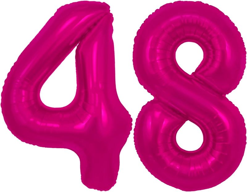 Photo 1 of 40 inch Number Balloon 48, Rose Pink Big Number 48 Balloons, Digital Balloons for 48th Birthday Party Celebration Decorations, Helium Foil Number Balloons for 48 Years Anniversary Decorations