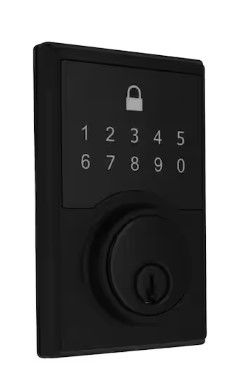 Photo 1 of Square Matte Black Compact Touch Electronic Single Cylinder Deadbolt

