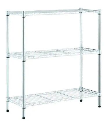 Photo 1 of 3-Tier Steel Wire Shelving Unit in Chrome (24 in. W x 30 in. H x 14 in. D)
