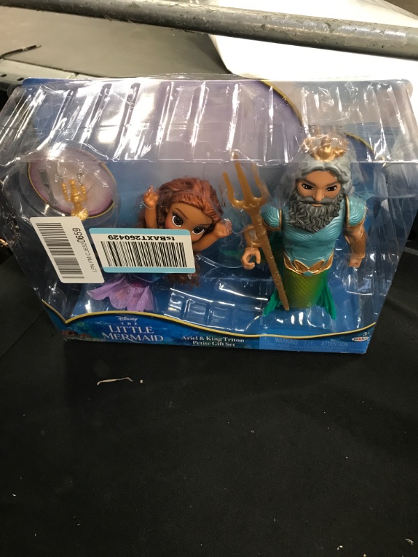 Photo 2 of Disney The Little Mermaid Ariel Doll and King Triton Petite Gift Set, 6 Inches Tall with Dinglehopper, Candelabra and King Triton’s Trident Accessory Toys