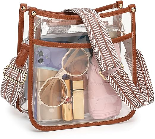 Photo 1 of  Clear Crossbody Bag for Women,Clear Purse Stadium Approved with Wide Removable Strap,Clear Shoulder bag for Concert