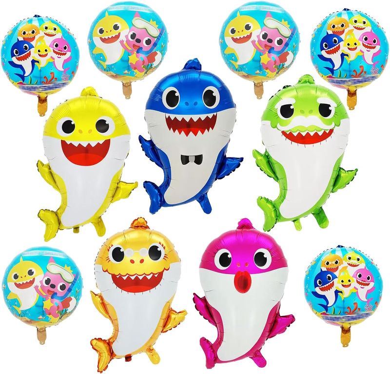 Photo 1 of Cartoon Shark Balloon, Birthday Party Balloon,Baby Cute Shark Theme For 1St Baby Shower Party Supplies,Birthday Party Decoration With Shark Themed Decorations
