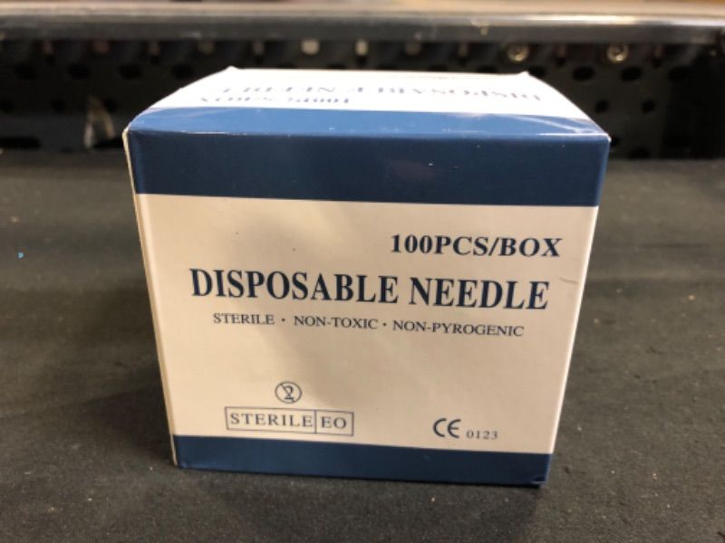 Photo 2 of 100 Pack 23Ga 1Inch Sterile Disposable Injection Needle with Cap for Animal, Pet, Poultry and Industrial Dispensing Needle Accessories
