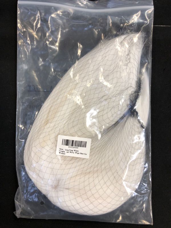 Photo 1 of JoneTing White wig +(Wig Cap) with Bangs Cosplay Costume Synthetic Short Natural Wavy Wigs for Women Halloween Christmas Costume Party Wig
