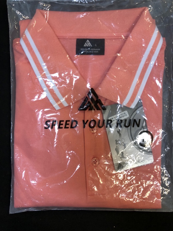 Photo 2 of SECOOD Men's Polo Shirt Moisture Wicking Summer Short Sleeve Tennis Golf Shirts Casual Stylish -- Size Large

