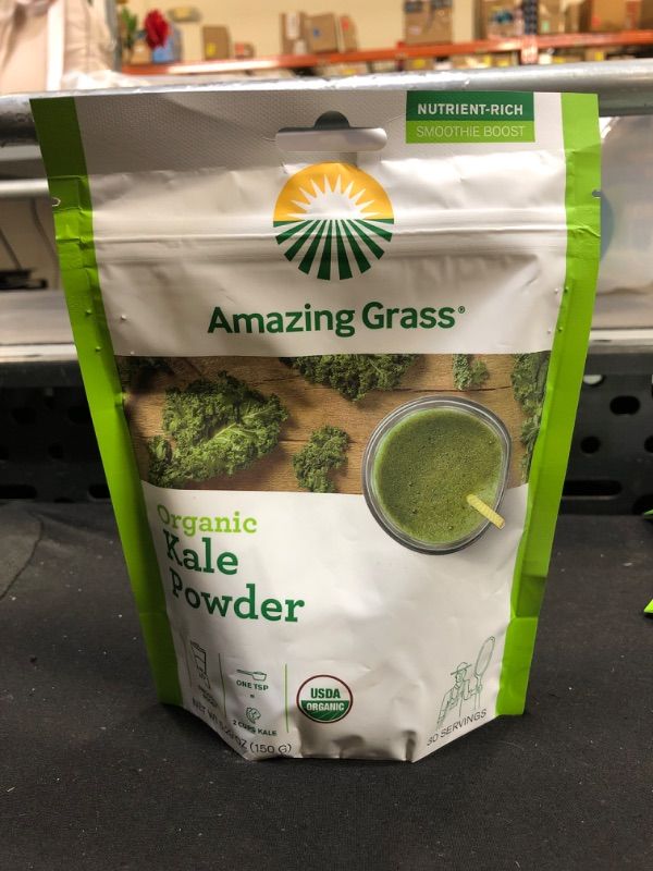 Photo 2 of Amazing Grass Kale Greens Booster: Greens Powder Smoothie Mix, Smoothie Booster with Vitamin A & Vitamin K, Chlorophyll Providing Greens, 30 Servings