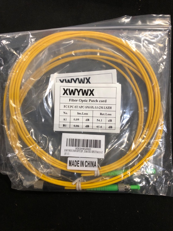 Photo 2 of ST APC to ST APC Duplex PVC 9/125 Single Mode Fiber Patch Cable (2m 3.0mm)
