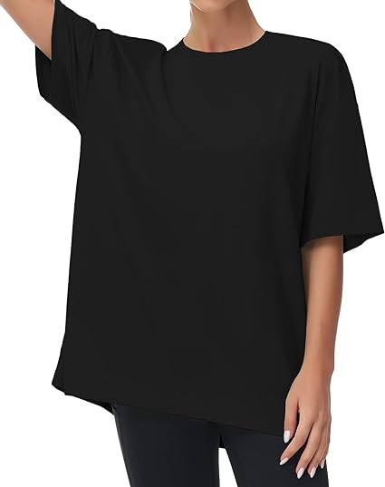 Photo 1 of ATHMILE Womens Oversized T Shirts Loose Fit Crewneck Short Sleeve Tops Summer Casual Blouse 2023 Y2K Black
SIZE - X-LARGE 