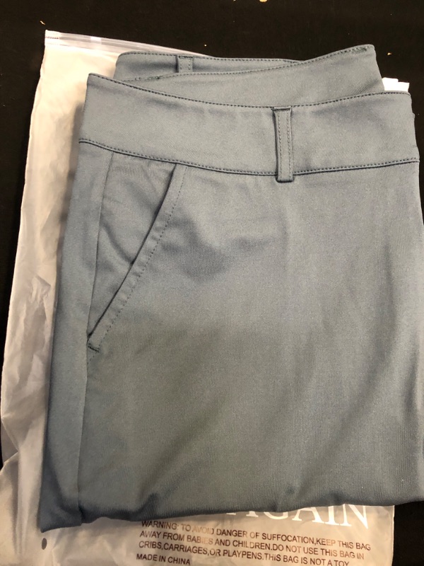 Photo 2 of Bamans Work Pants For Women Yoga Dress Pants Straight Leg Stretch Work Pant With Pockets (Grey Blue, X-Large Long)
