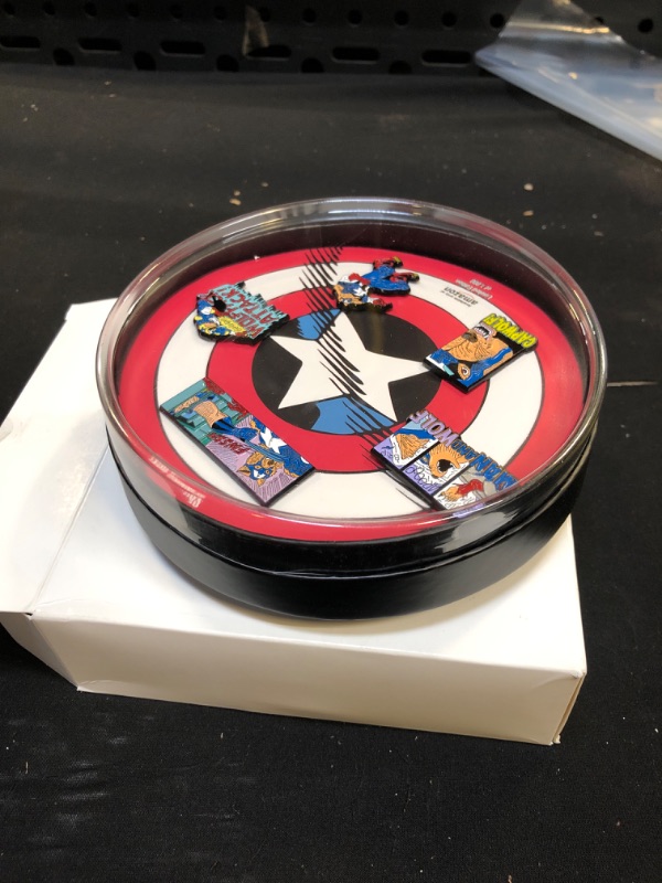 Photo 2 of Marvel Werewolf Captain America Black Nickel Plate Finish Metal-Based with Enamel 5 Lapel Pin Set. Comes in an Officially Licensed Spinning 16cm Circular Window Box. (Amazon Exclusive).