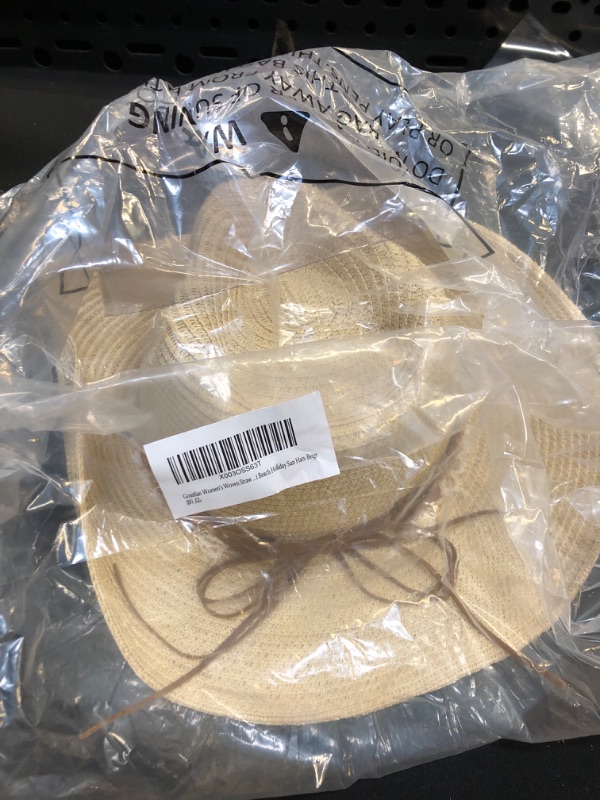 Photo 1 of Gossifan Women's Woven Straw Cowboy Hat w/Beaded Trim Band Hat Beach Holiday Sun Hats