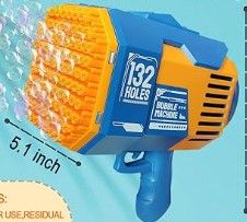 Photo 1 of Bubble Machine Gun, Bubbles Gun for Kid and Adults, 132 Hole Bubble Blower with Lights and 10 Packs Bubble Solution, Toy Gifts for Christmas Wedding Outdoor Party Birthday. (Blue and Orange)
