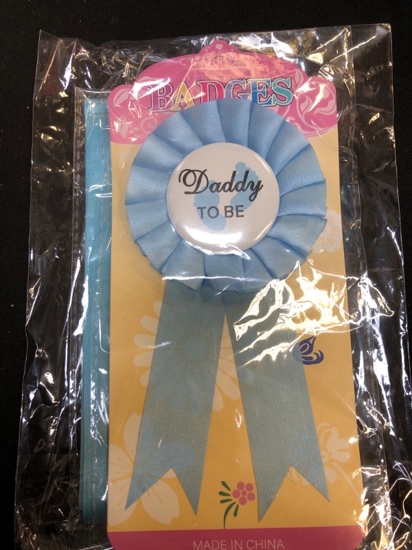 Photo 2 of GDTO8820 CoolerthingssDG, Baby Shower Light Blue Sash Daddy to Be Tinplate Badge in Combo Kit Baby Shower Party Gender Reveals Party Gifts (Light Blue),