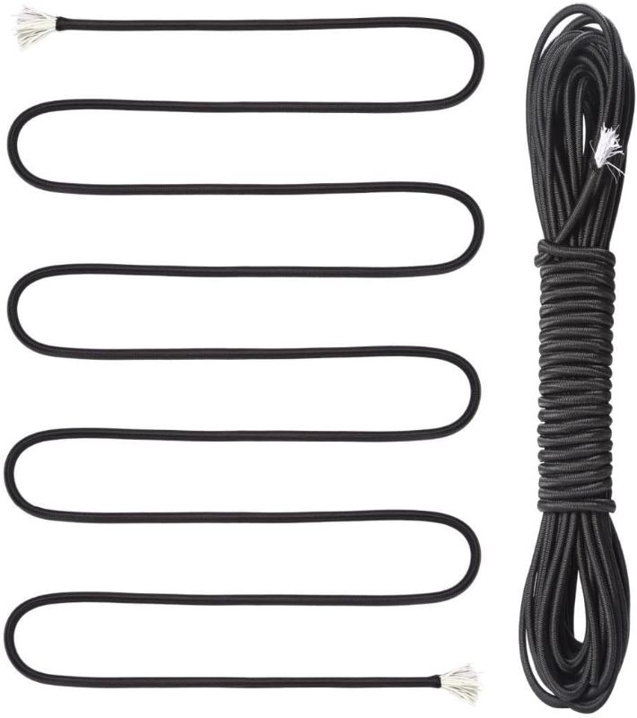 Photo 1 of Elastic Cord Shock Rope Multipurpose Mini Bungee Cords Roll Kayak bungy,Black1/8inch-32ft
