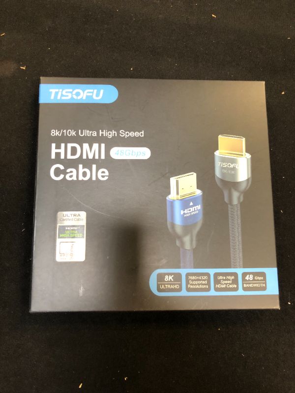 Photo 2 of TISOFU [Ultra Certified] 8K HDMI Cable 6FT: HDMI 2.1 Cables 48Gbps High Speed Premium Braided Cord 8K@60Hz 4K@120Hz 4K@144Hz HDCP 2.2&2.3 CL3 ARC eARC Dolby - HD/HDR/HDTV/PS5/PS4/Xbox Blue 6ft