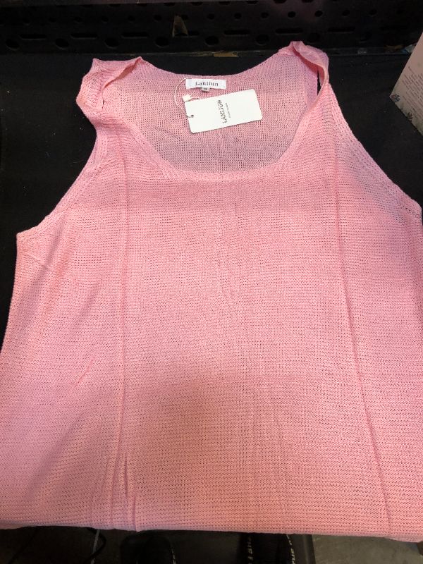 Photo 1 of LANLIUN SLEEVELESS PINK KNIT SHIRT 
SIZE-MEDIUM