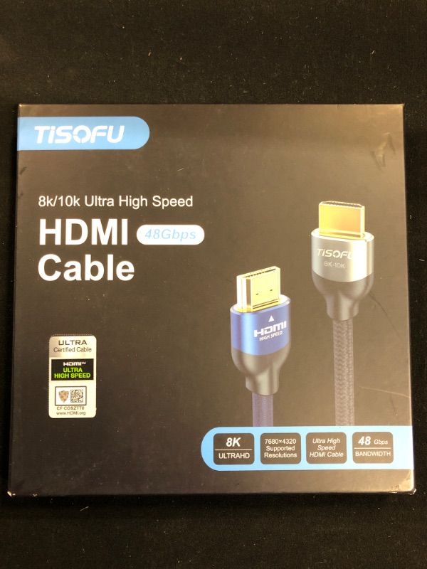 Photo 2 of TISOFU Ultra Certified 8K 10K HDMI Cable 6FT: HDMI 2.1 Cables 48Gbps High Speed Premium Braided Cord 8K@60Hz 4K@120Hz 4K@144Hz HDCP 2.2&2.3 CL3 ARC eARC for HD/HDR/HDTV
