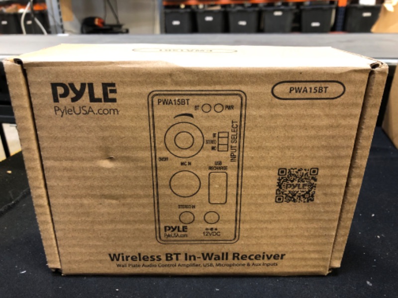 Photo 2 of Pyle Bluetooth Receiver Wall Mount, in-Wall Audio Control with Built-in Amplifier | USB, Microphone, Aux (3.5mm) Input | Terminal Block | Connect 2 Speakers - 100 Watt (PWA15BT.5)