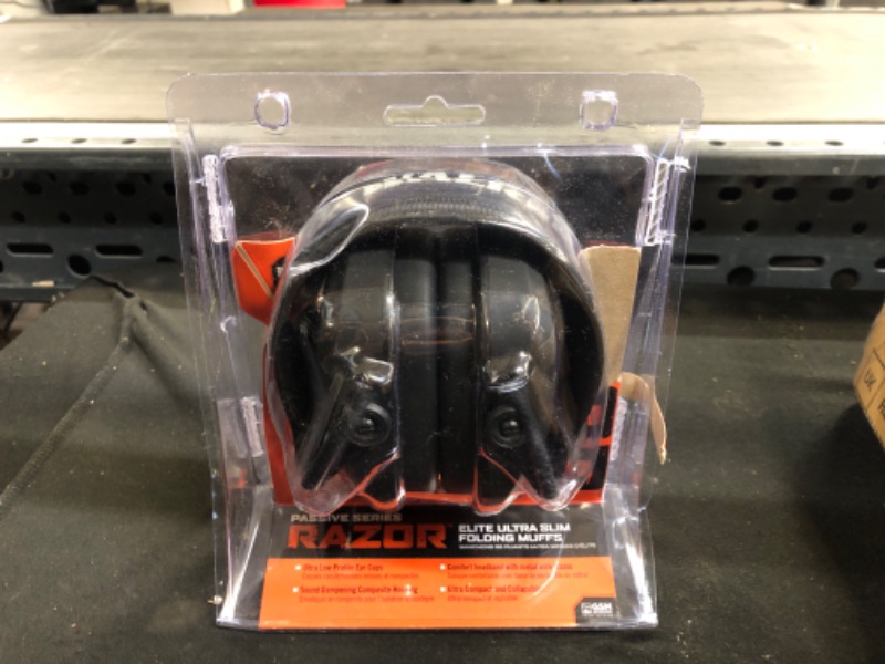 Photo 2 of Walker's Razor Slim Passive Earmuffs Ultra Low Profile 27dB NRR Light Weight Black Earmuff 