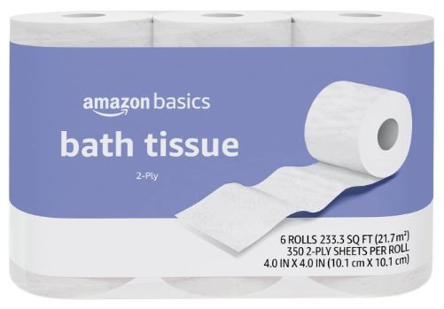 Photo 1 of Amazon Basics 2-Ply Toilet Paper, 6 Rolls