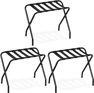 Photo 1 of 8pack steel luggage racks folding suitcase stands black luggage holders metal frame