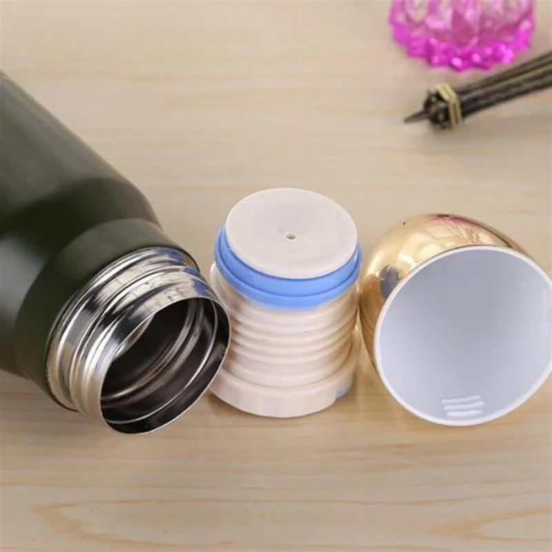 Photo 2 of ERICAT Portable Travel Kettle Bullet Cup 350/500ML Stainless Steel Cup Sports Water Bottle Vacuum Flask (Size : 350ml, Color : White)
