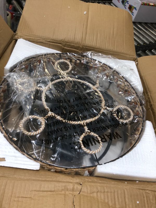 Photo 2 of SCAWAIL Ceiling Fans with Lights,Farmhouse Caged Ceiling Fan with Light APP/Remote,6 Speeds Timing Noiseless 19.7" Flush Mount Boho Ceiling Fan with Alexa/Google Home for Living Room Bedroom Kitchen Cfl-225